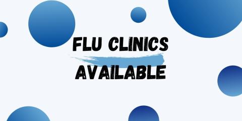graphic that says flu clinics available